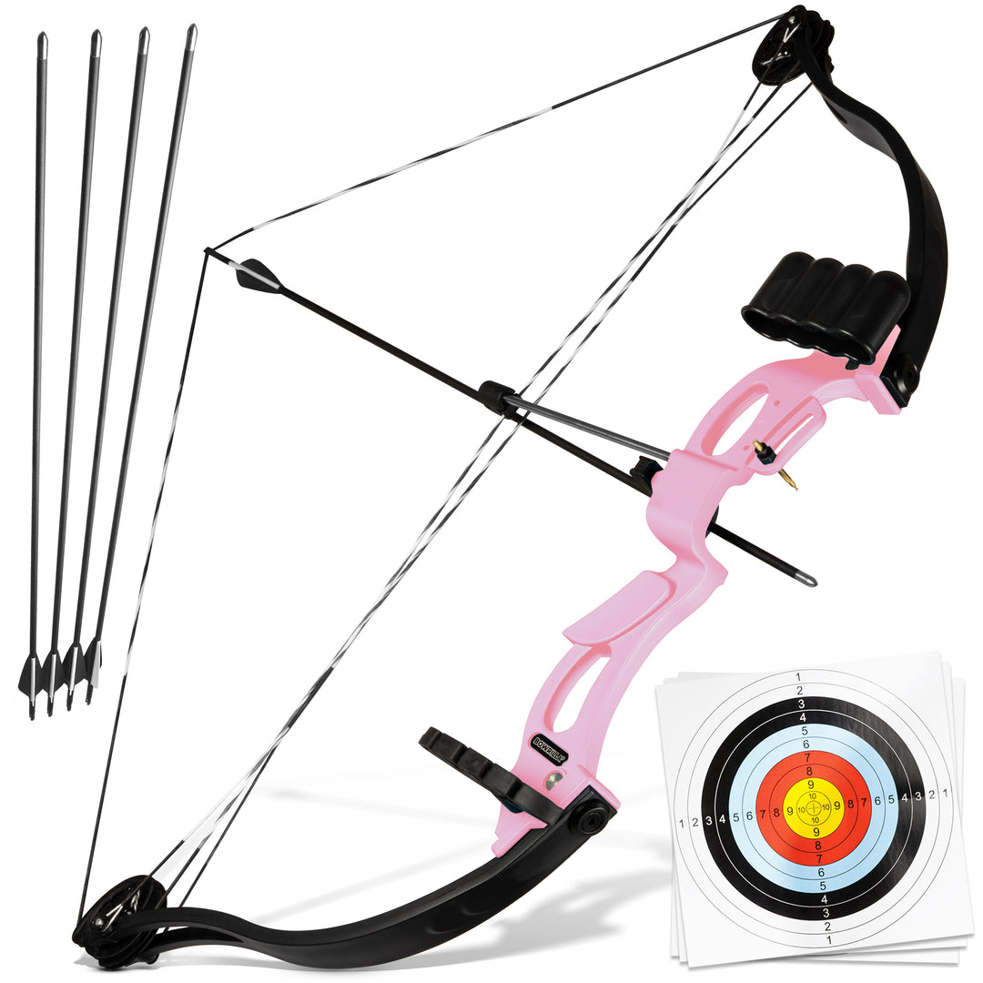Compoundbogen Kinder - Starter Set - 15-29 lbs - 34 Zoll - BOWRILLA #farbe_rosa