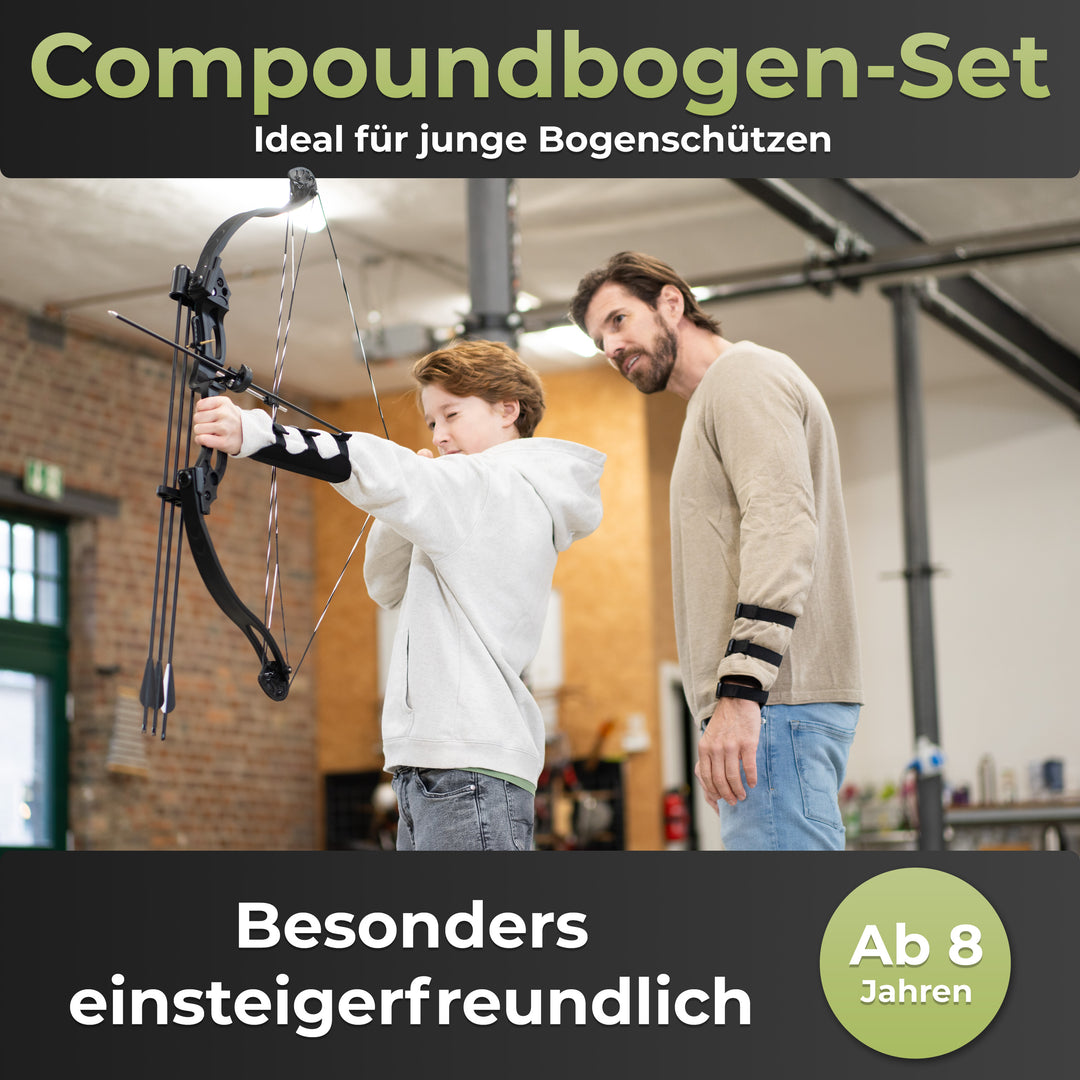 Compoundbogen Kinder - Starter Set - 15-29 lbs - 34 Zoll - BOWRILLA #farbe_schwarz