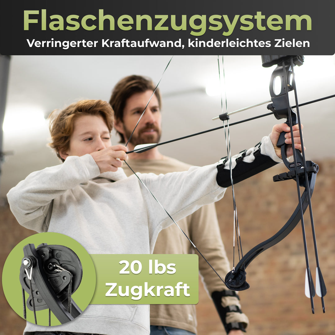 Compoundbogen Kinder - Starter Set - 15-29 lbs - 34 Zoll - BOWRILLA #farbe_rosa