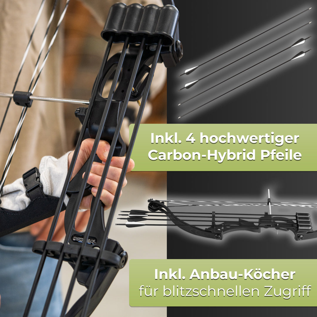 Compoundbogen Kinder - Starter Set - 15-29 lbs - 34 Zoll - BOWRILLA #farbe_schwarz