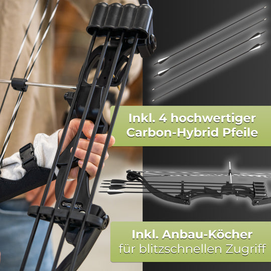 Compoundbogen Kinder - Starter Set - 15-29 lbs - 34 Zoll - BOWRILLA #farbe_schwarz