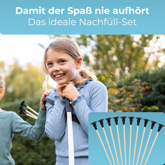 Set of 10 wooden arrows with suction cup, 52cm