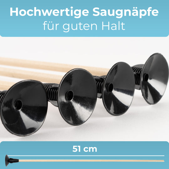 Set of 10 wooden arrows with suction cup, 52cm