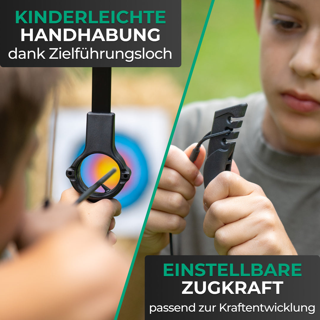 Kids Archery Set with Arrow Guide, incl. 6 Carbon-Hybrid Arrows and 3 Targets