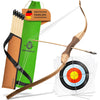 Wooden Bow and Arrow Set – 10 Arrows, Quiver, 3 Targets & Storage Bag