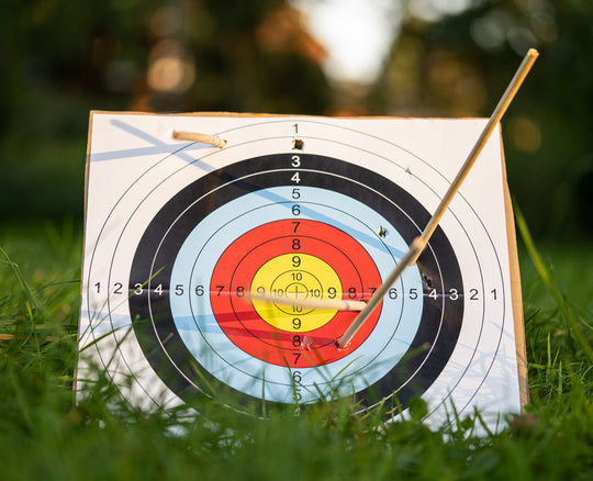 Set of 10 wooden arrows with rubber tip incl. felt quiver